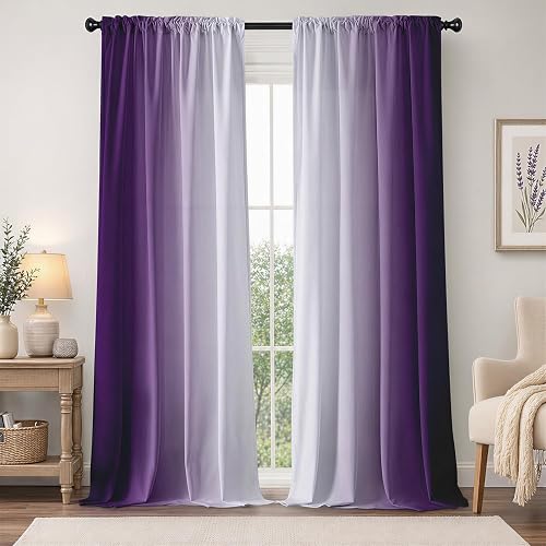 Purple Curtains 84 Inch Length for Living Room 2 Panel