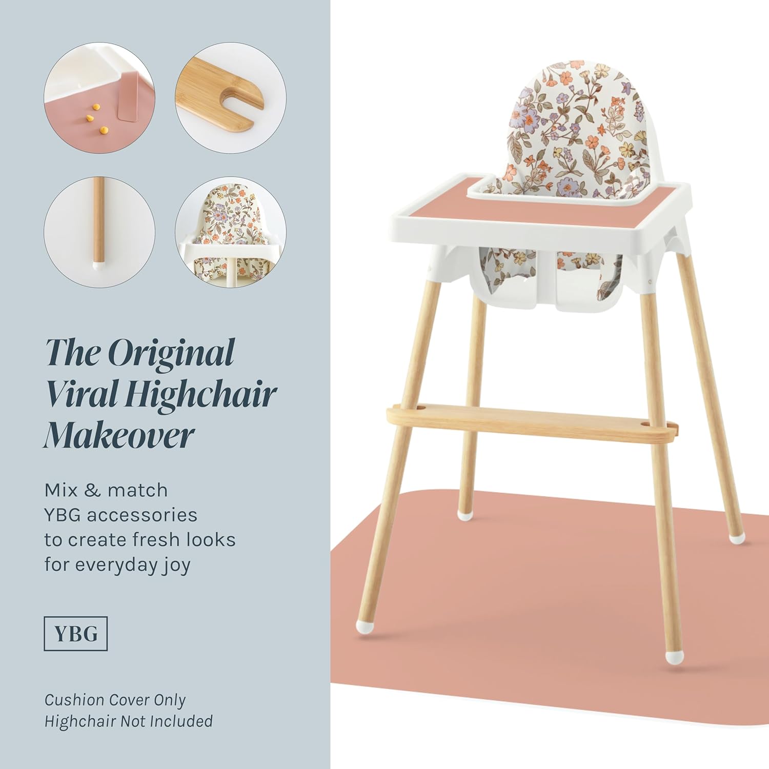 Yeah Baby Goods Wipeable Cushion Cover (Classic Check) - Compatible with The IKEA Antilop Highchair - Soft, Waterproof Baby High Chair Cover