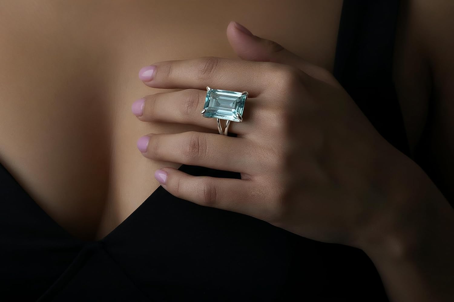 Blue Topaz Ring - Handmade Statement and Birthstone Jewelry Rings - Custom Gold Fashion Rings for Women - Customizable Jewelry for Birthday, Bridesmaid, Wedding, Anniversary