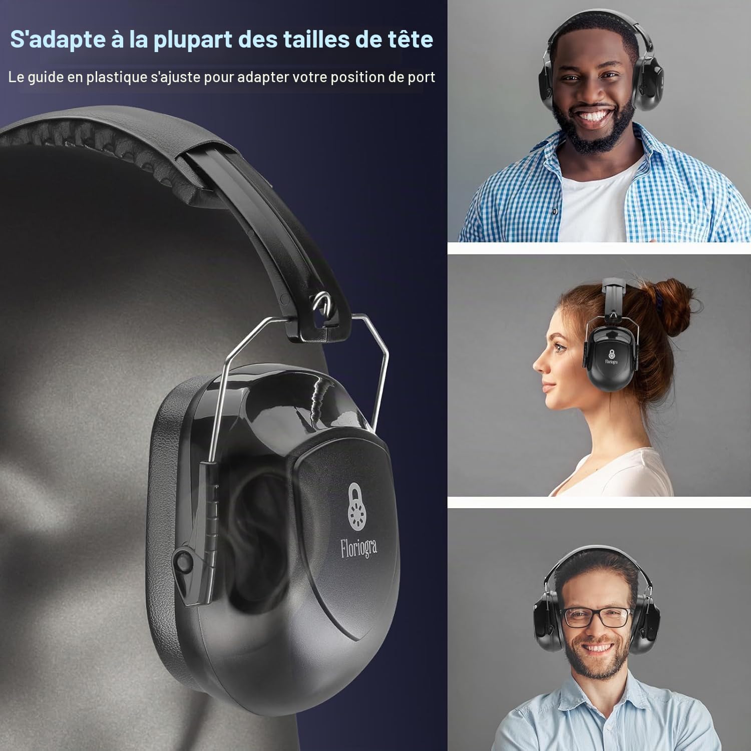 Floriogra 2 Paquets Casque Anti Bruit Adulte, 31dB Certifié CE, Protection Auditive pour Travail, Autisme, Bricolage, Tonte, Chantier, Tir, Casque Sensoriel, Réduction de Bruit Professionnelle