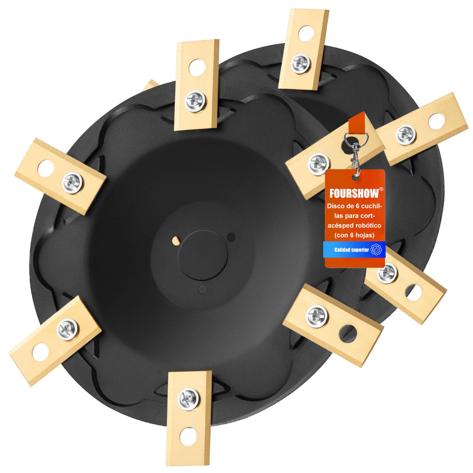 [ACTUALIZACIÓN] 2 Discos de Cuchillas + 12 Cuchillas Compatibles con ECOVACS A1600, A2000, A2500 y A3000, Disco de Cuchillas para Cortacésped Robótico, Plato Giratorio de Cortacésped Robótico