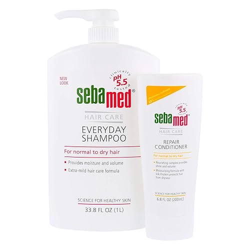 SEBAMED Champú diario (1 litro) y acondicionador reparador (6.8 fl oz) hipoalergénico para todo tipo de cabello y cuero cabelludo sensible, sin