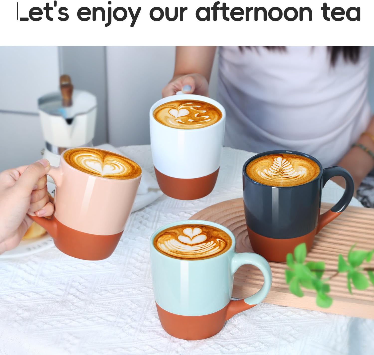 Smilatte 20 OZ Large Coffee Mug, Nice Ceramic Boss Tea Cup with Big Handle for Dad Men Women, Unique Style For Any Kitchen, Pink-Brown - Image 5