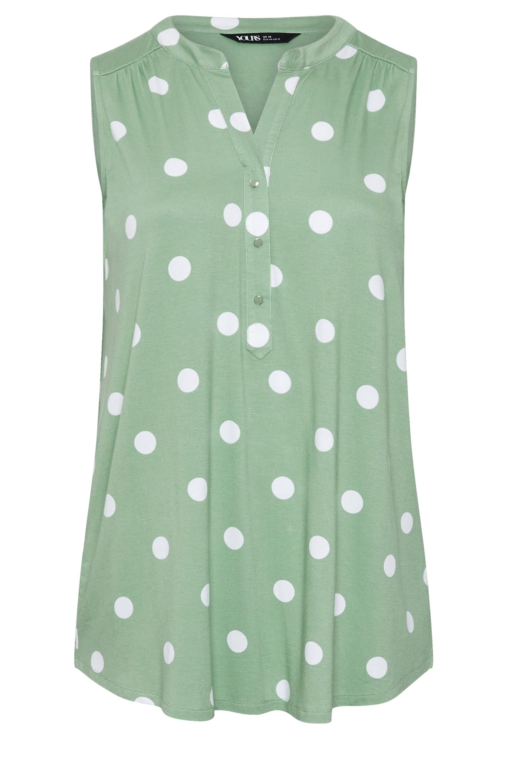 Yours Curve Green Polka Dot Sleeveless Swing Blouse - Women's - Plus Size Curve