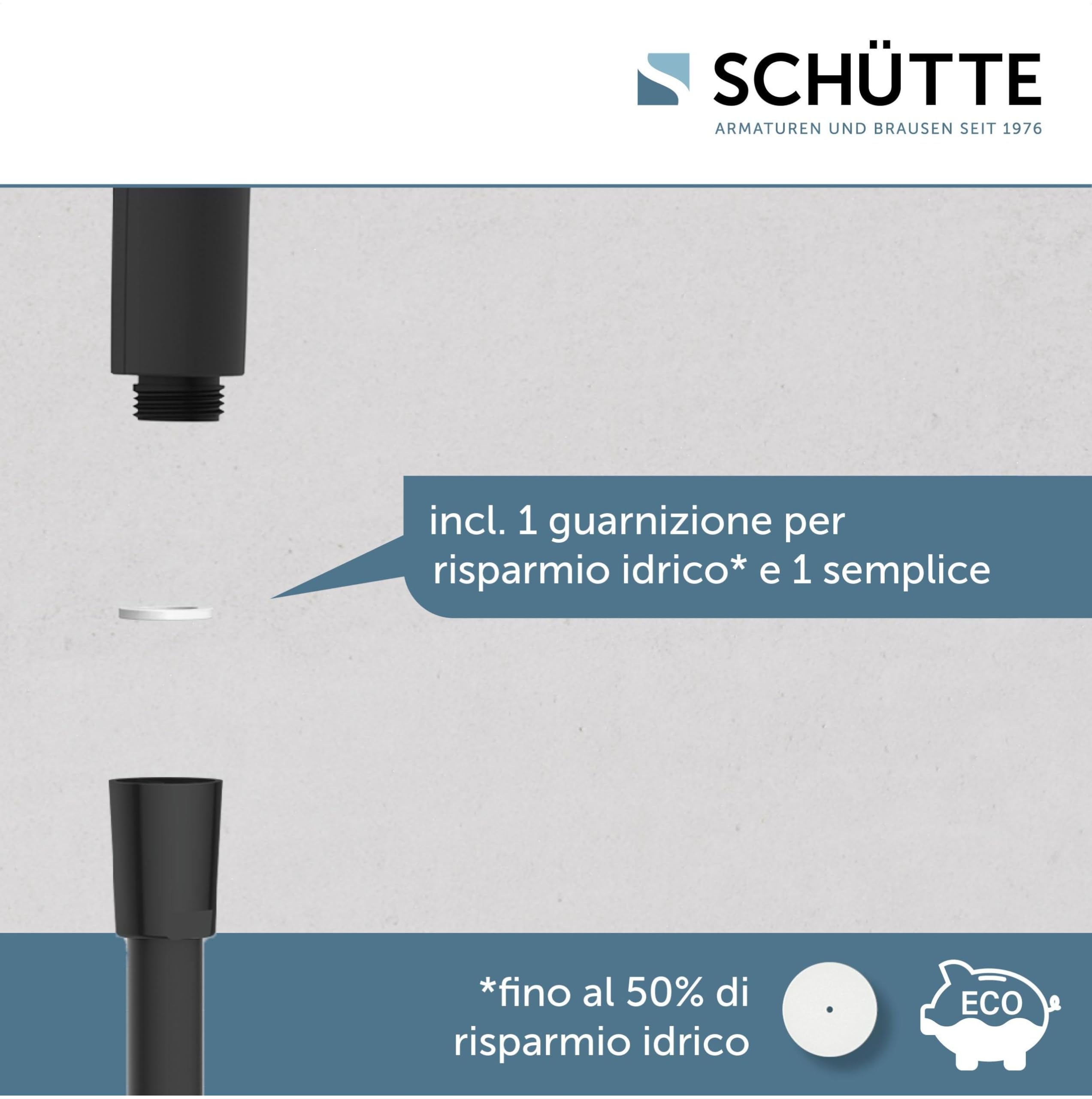 SCHÜTTE RAVEN - Asta doccia e doccetta con soffione regolabile in 3 posizioni, set doccia con colonna doccia, pannello doccia a pioggia con tubo flessibile, colore: Nero