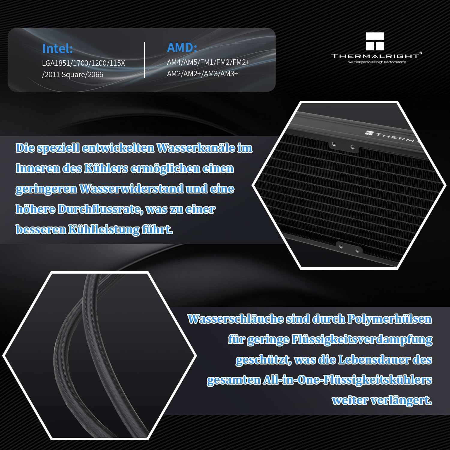 Thermalright Frozen Notte 240 BLACK ARGB V2 refroidisseur de processeur de refroidissement par eau, ventilateurs PWM doubles,roulements S-FDB,adapté pour AMD/AM4 AM5,Intel LGA 1700/1150/1151/1200/2011