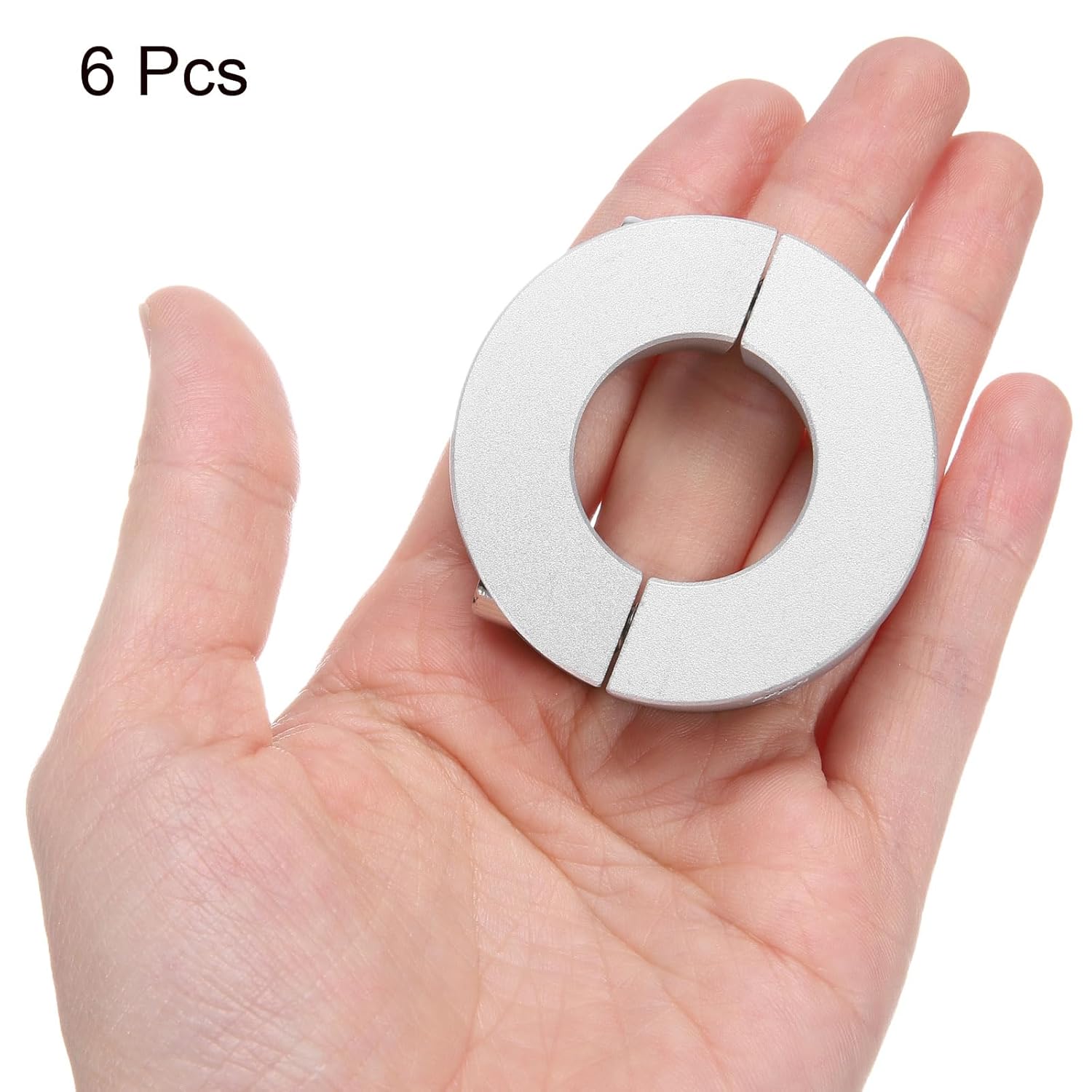 uxcell 6 Pcs Double Split Shaft Collar, 25mm Bore Two Piece Clamping Collar 50mm OD 15mm Thickness, 6061 Aluminum Set Screw Split Collar