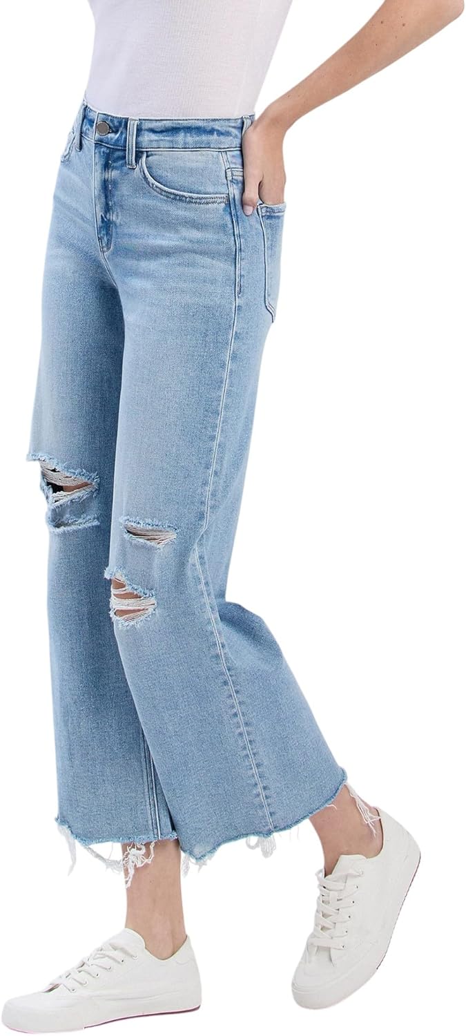 Flying Monkey High Rise Distressed Crop Wide Jeans F6001