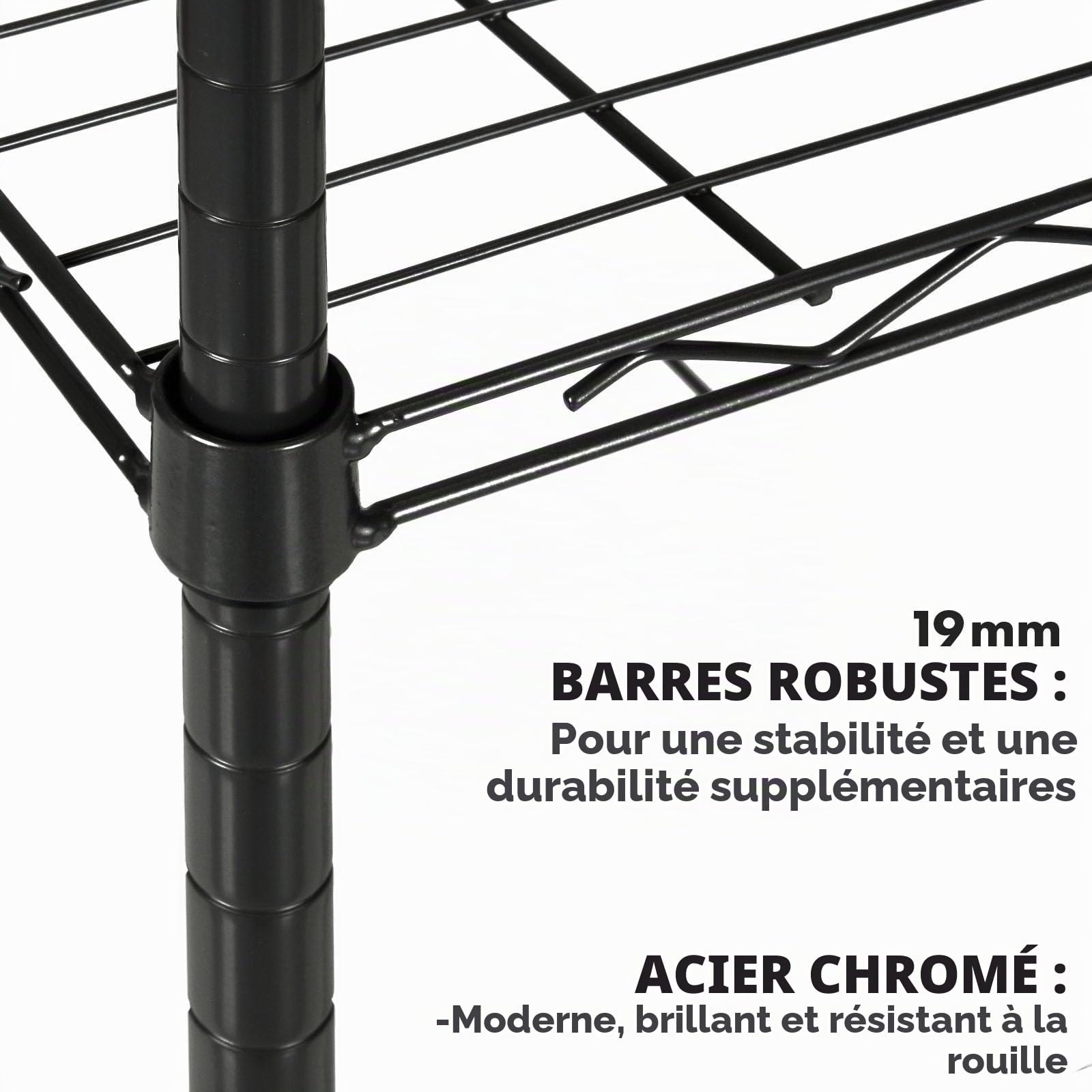 Floordirekt Unité de rangement 55 x 35 x 140 cm avec 5 étagères, étagères réglables en hauteur et pieds de nivellement, poids max 640 kg (noir Rocky Black)