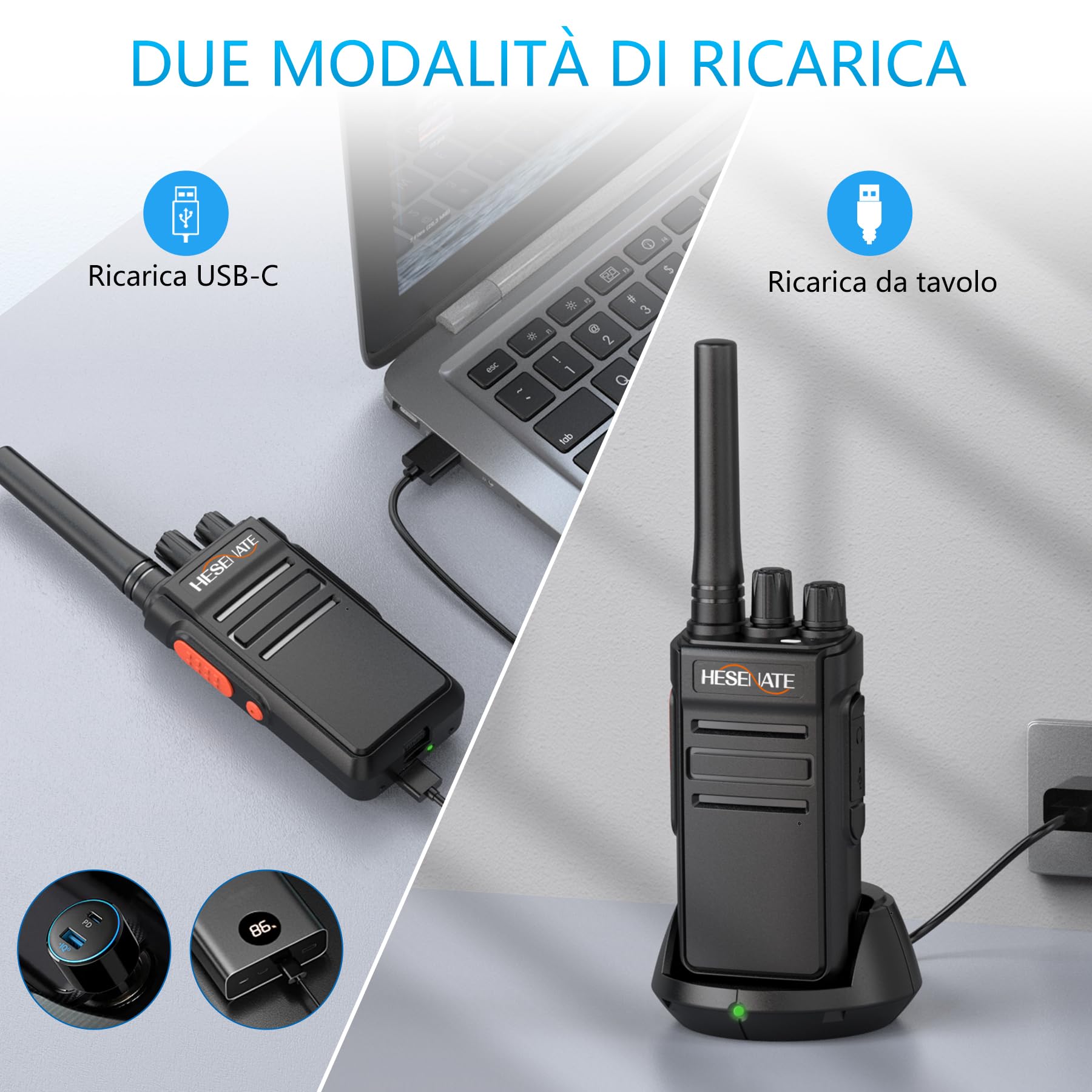HESENATE HT66 Walkie talkie, PMR446 Radioline Walkie Talkie Senza Licenza a Lungo Raggio Woki Toki 16 Canali Ricetrasmittenti Portatile VOX Scan con Stazione di Ricarica USB C (Nero, 4 Pezzi HESENATE HT66 Walkie talkie, PMR446 Radioline Walkie Talkie Senza Licenza a Lungo Raggio Woki Toki 16 Canali Ricetrasmittenti Portatile VOX Scan con Stazione di Ricarica USB C (Nero, 4 Pezzi