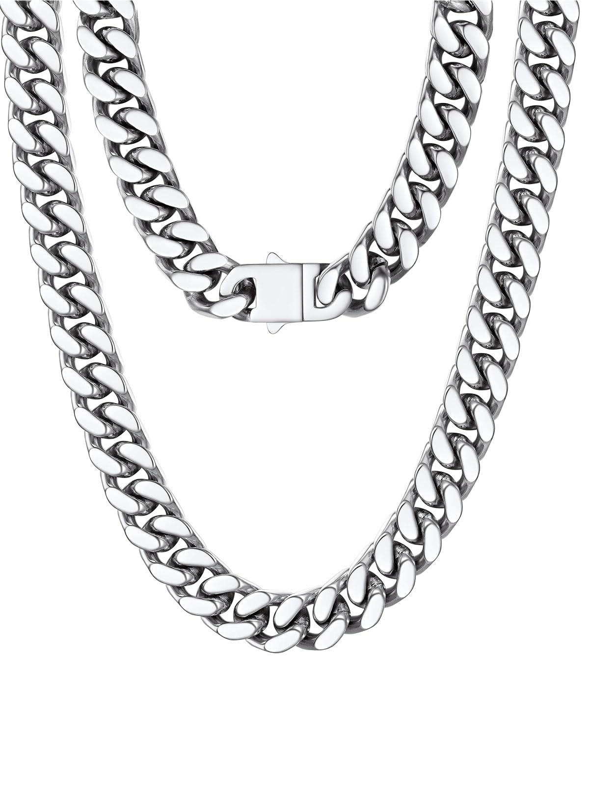 PROSTEEL Cadena Cubana Acero Inoxidable 5/12/14mm Collar Grueso Plateado/Dorado Cadenas Cubanas Eslabones Hip Hop Joyas de Mujer Hombre 46cm/51cm