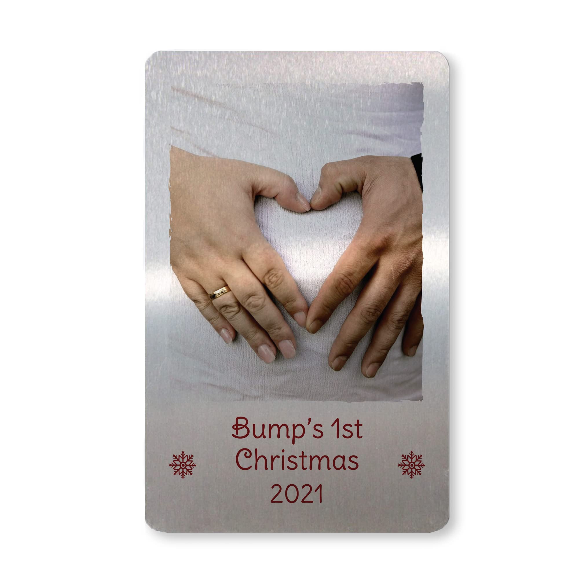 Personalised Bumps 1st Christmas New Baby Mum Dad Gift Metal Card Love Gift