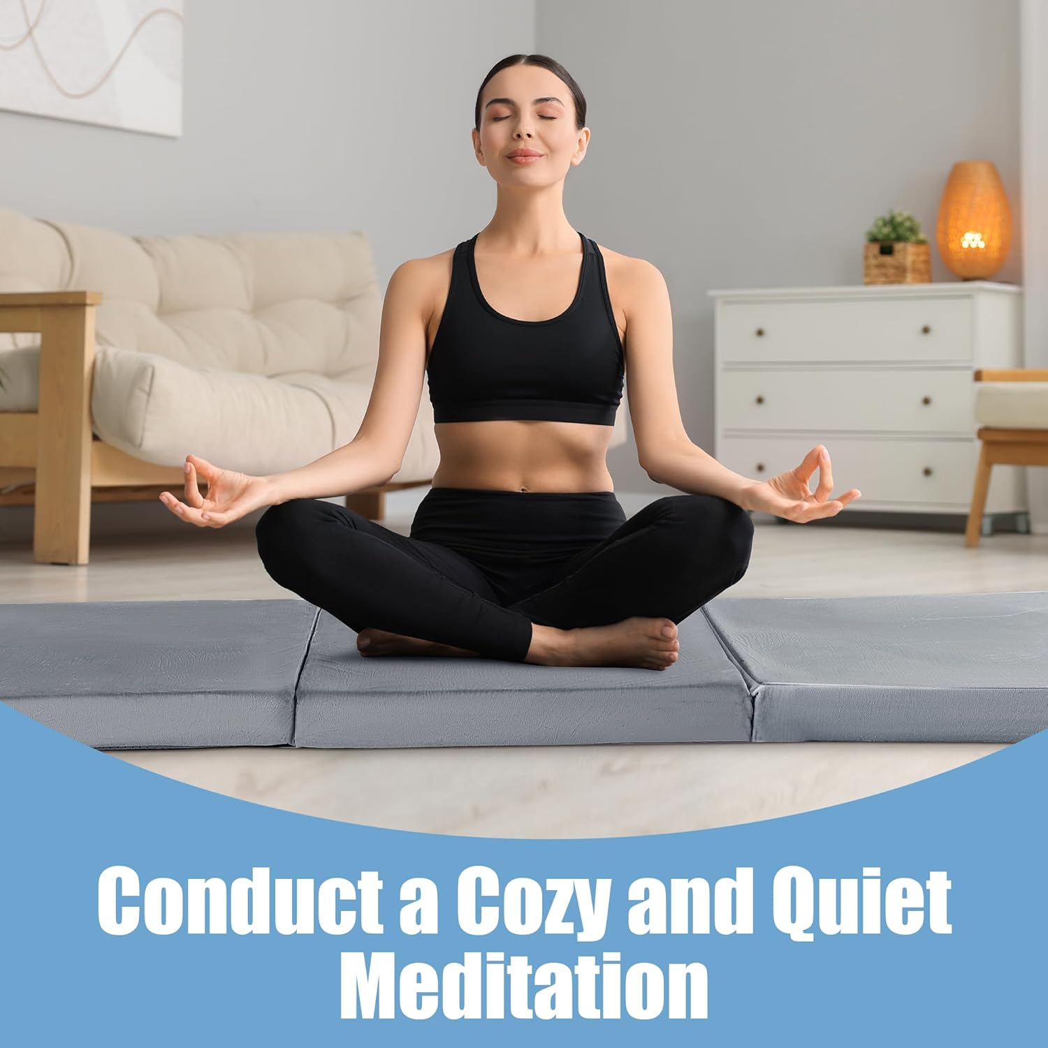 BALAPET Floor Lounger Pillow,Foldable Soft Memory Foam Floor Pillow Portable 3-Piece Folding Pillow with Handle,Suit for Meditation,Playing,Yoga,Reading,Sleeping(Light Gray)