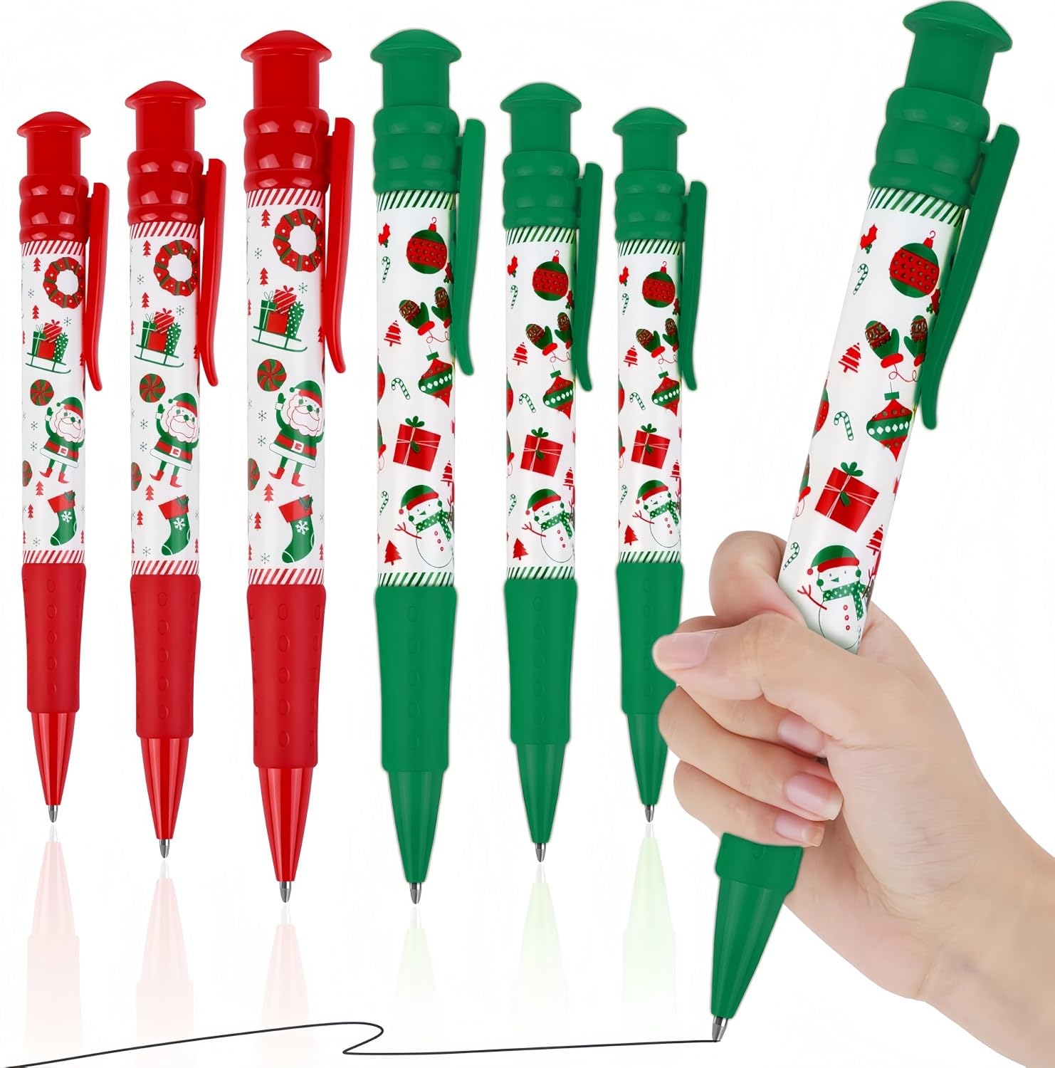 LATERN 24Pcs Jumbo Christmas Ballpoint Pens, 19CM Large Ballpoint Pen Giant Retractable Cartoon Cute Pen 1mm Thick Point Pen for Christmas Holiday Students Children Gift Party Bag Fillers