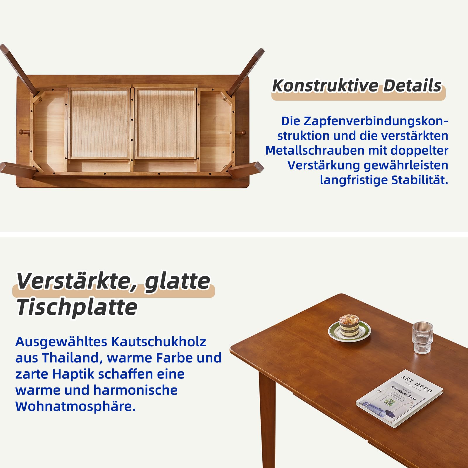 Aibiju Massivholz-Schreibtisch mit Schubladen, 120 cm Computertisch für modernen minimalistischen Stil, Home-Office-Schreibtische, Studenten-PC-Schreibtisch für Schlafzimmer, Braun YD-WD03H