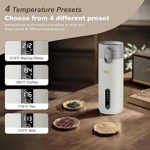 Miniatura 4 de Hervidor eléctrico portátil de viaje enchufable, acero inoxidable 316 de grado alimenticio (300 W13.5 fl oz), hervidor de agua caliente pequeña