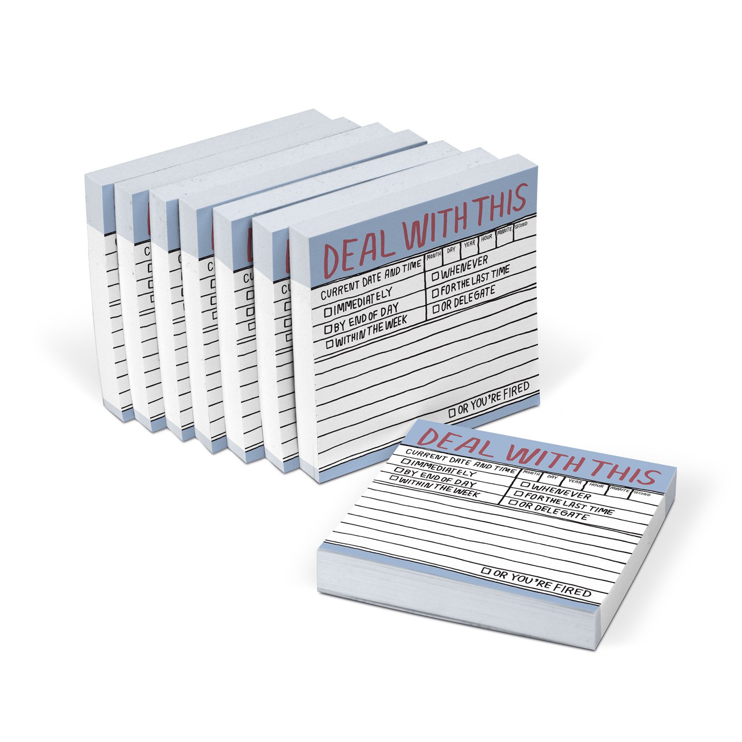 Knock Knock 8-Pack Deal with This Hand-Lettered Sticky Notes, to Do Pads, 3 x 3-inches, 100 Sheets Each