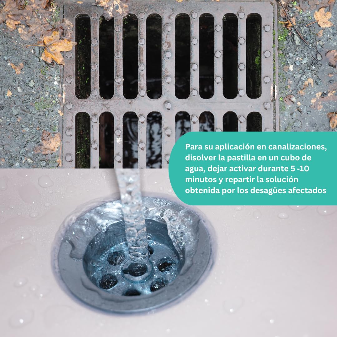 Pastillas efervescentes para la Limpieza y Mantenimiento de fosas sépticas y canalizaciones Activador Natural biologico eliminardor de olores10x60g