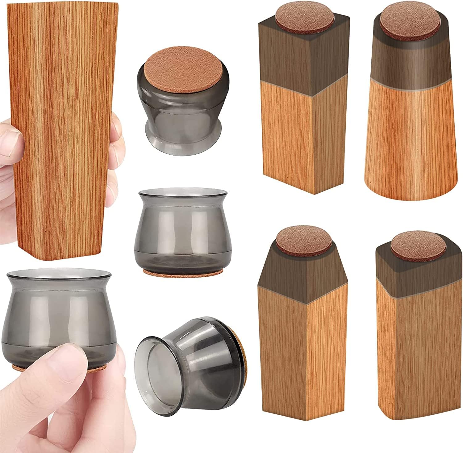 16 Pcs Chair Leg Protectors for Hardwood Floors, Silicone Felt