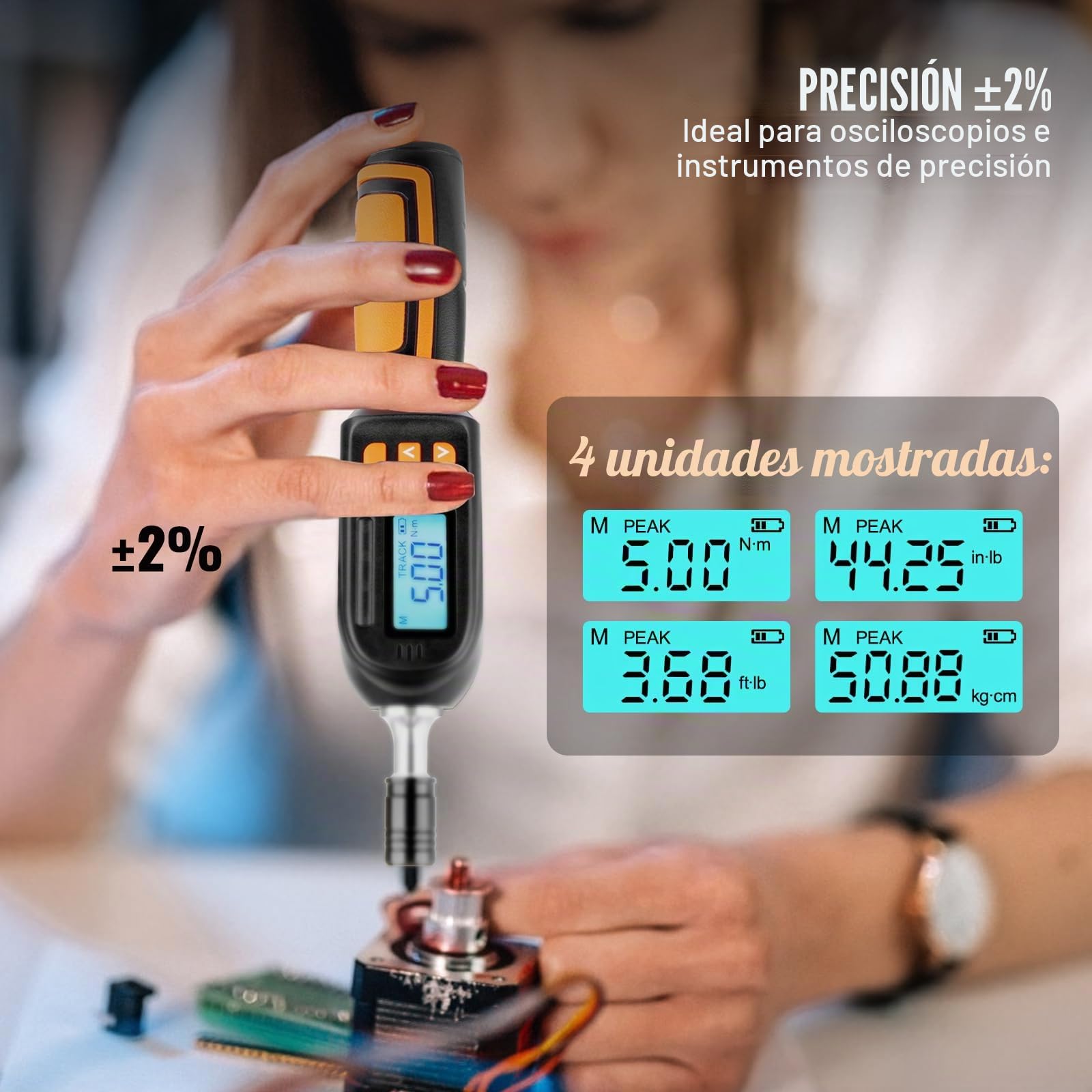 VEVOR Destornillador Dinamométrico Digital con Accionamiento de 1/4" con Pantalla LCD Rango de Par 0,3-8 Nm Incremento 0,01 Nm Herramienta Precisa de Liberación Rápida para Taller de Electricista