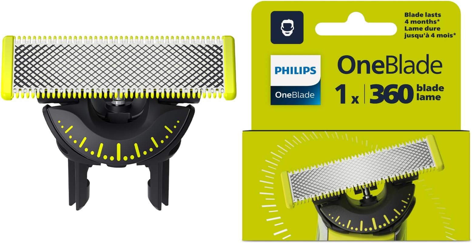 Philips OneBlade Original 360 Blade Heads, Compatible with all OneBlade and Pro Electric Shaver & Trimmers, Original from Philips, 1x One Blade, 4-Month Supply (QP410/50)