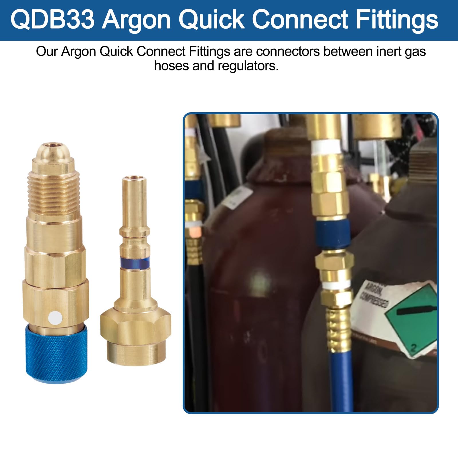 QDB33 Argon Schlauch-Schnellverbindungsarmaturen, Argon Schutzgasregler für schnellen Anschluss an Schlauch, Gold