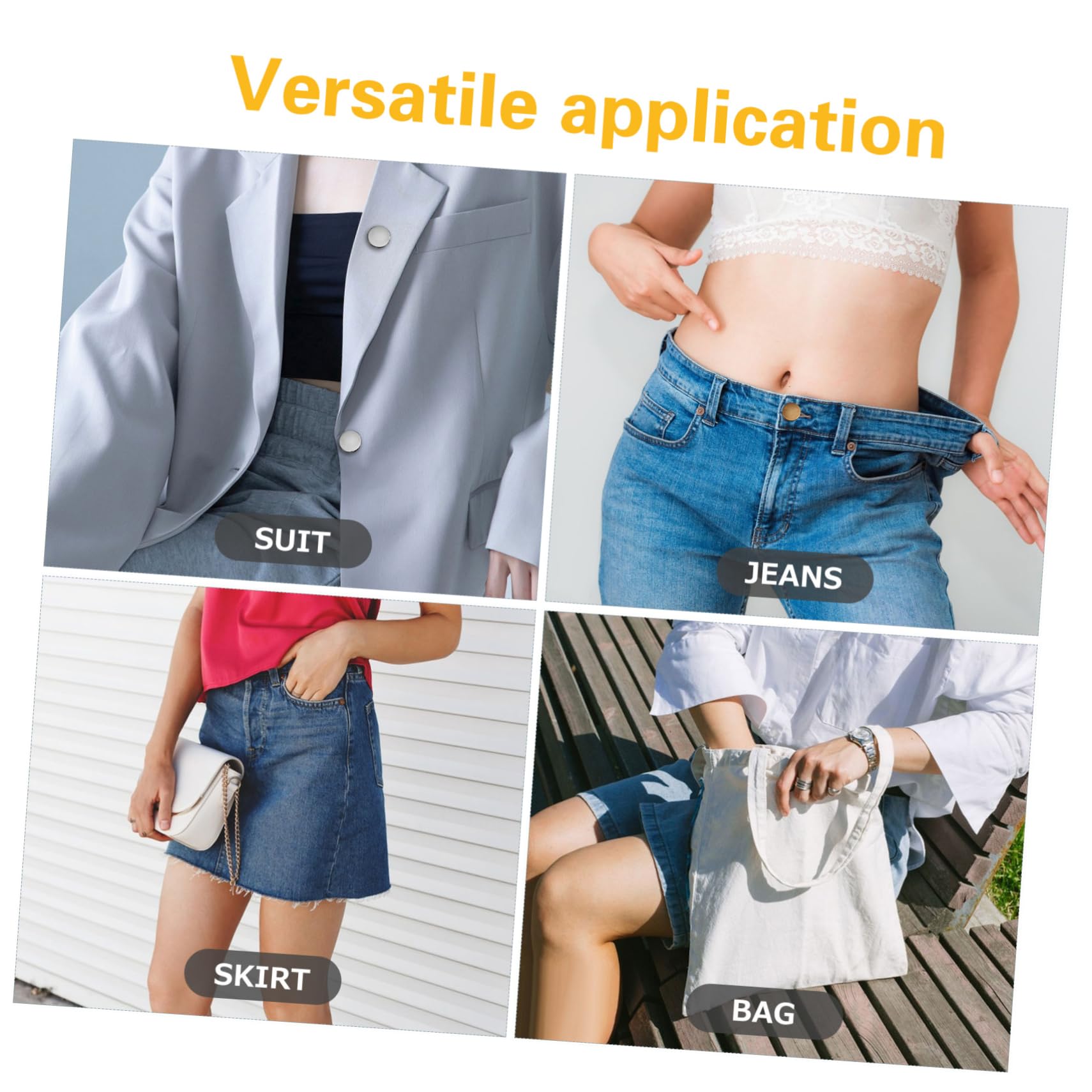 SHINEOFI 4 Set Di Bottoni Per Pantaloni Regolabili Con Chiusura A Strappo Bottoni Per Jeans Senza Cuciture Regolabili Con Chiusura A Strappo 30 Pezzi*4