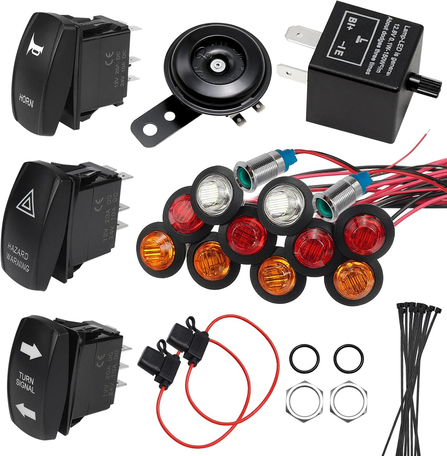 Rocker Switch Turn Signal Kit Street Legal Led Light Horn