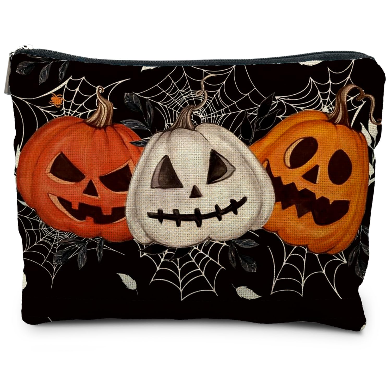 RYYCDOI Halloween Makeup Bag, Halloween Gifts for Women Her Girlfriend, Halloween Spider Pumpkin Cosmetic Bags for Women, Dark Academia Makeup Pouch,
