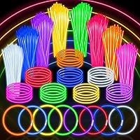 SpringFlower 100 Pack 8" Glow Sticks Bulk - Ultra-Bright Party Favors, Necklaces & Bracelets for Kids Adults, 10-Hour Glow