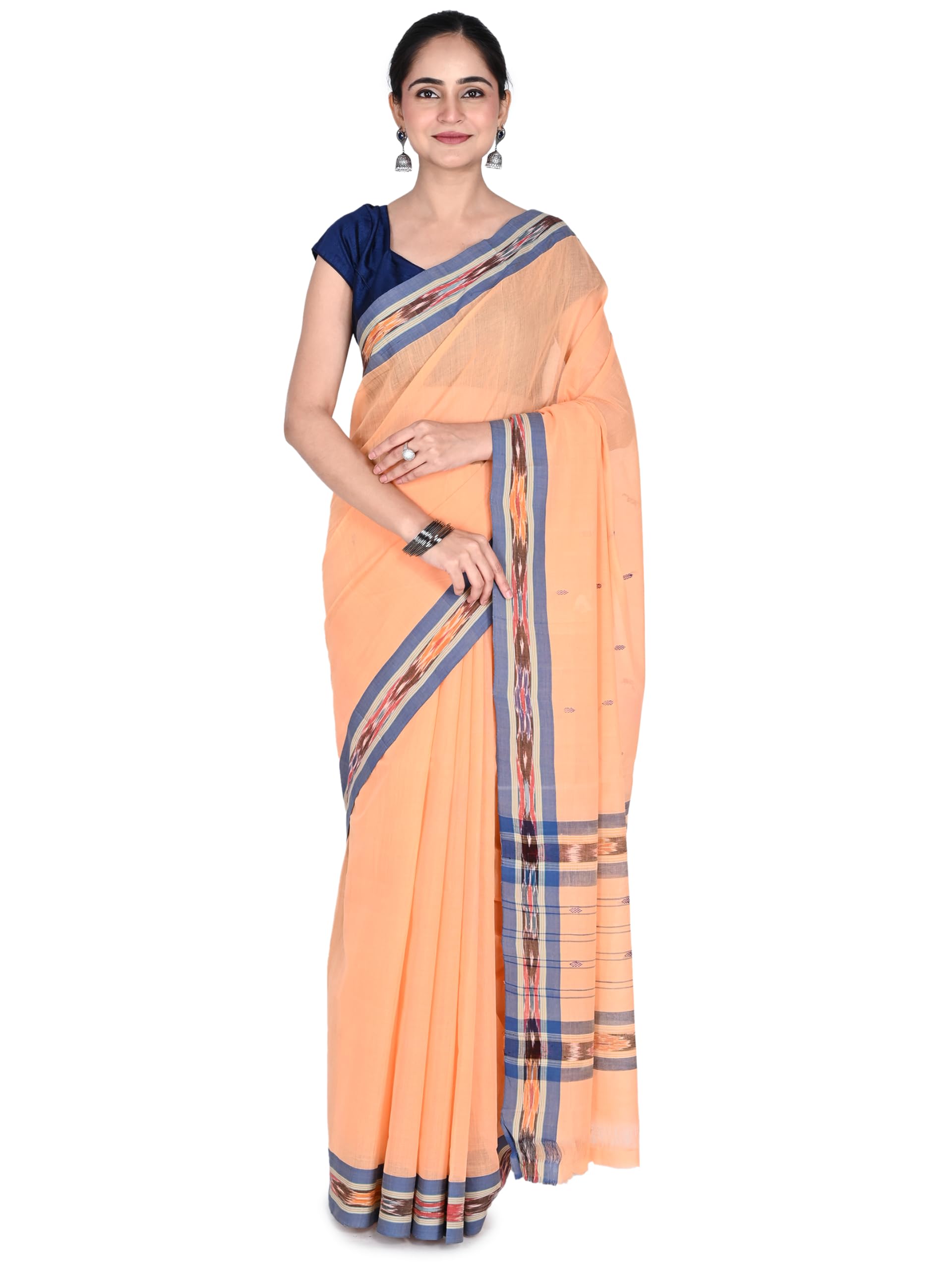 Dulla Cotton Saree Light Orange | Subtle and Breezy Cotton Saree for Summer Days-image-35