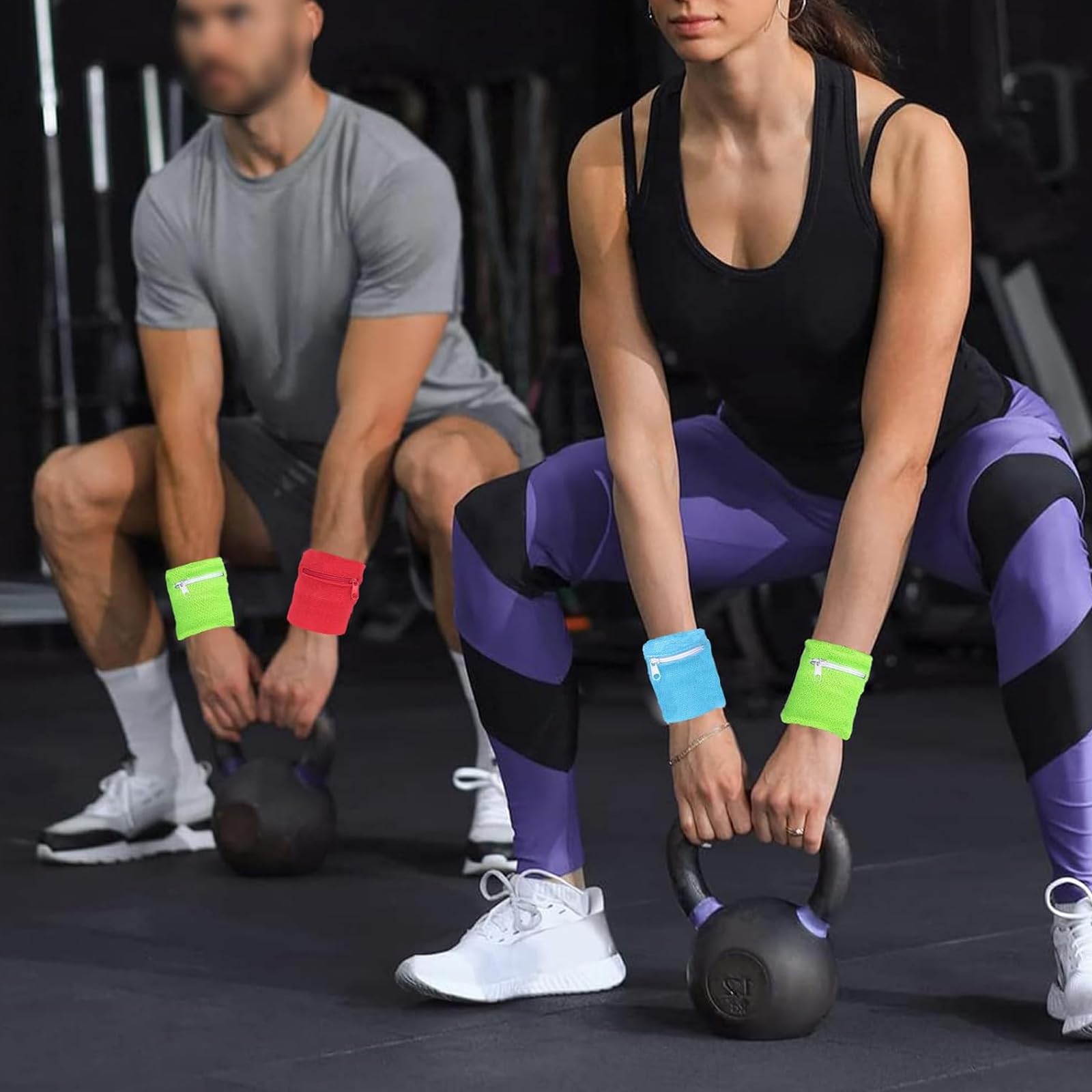 4 Pezzi Borsa da Polso, Polsini Sportivi con Cerniera Tasca, Portafogli da Polso per Uomo Donna, Polsino Sportivo per Chiavi, Polsini Sudore per Escursionismo, Corsa, Ciclismo, Yoga