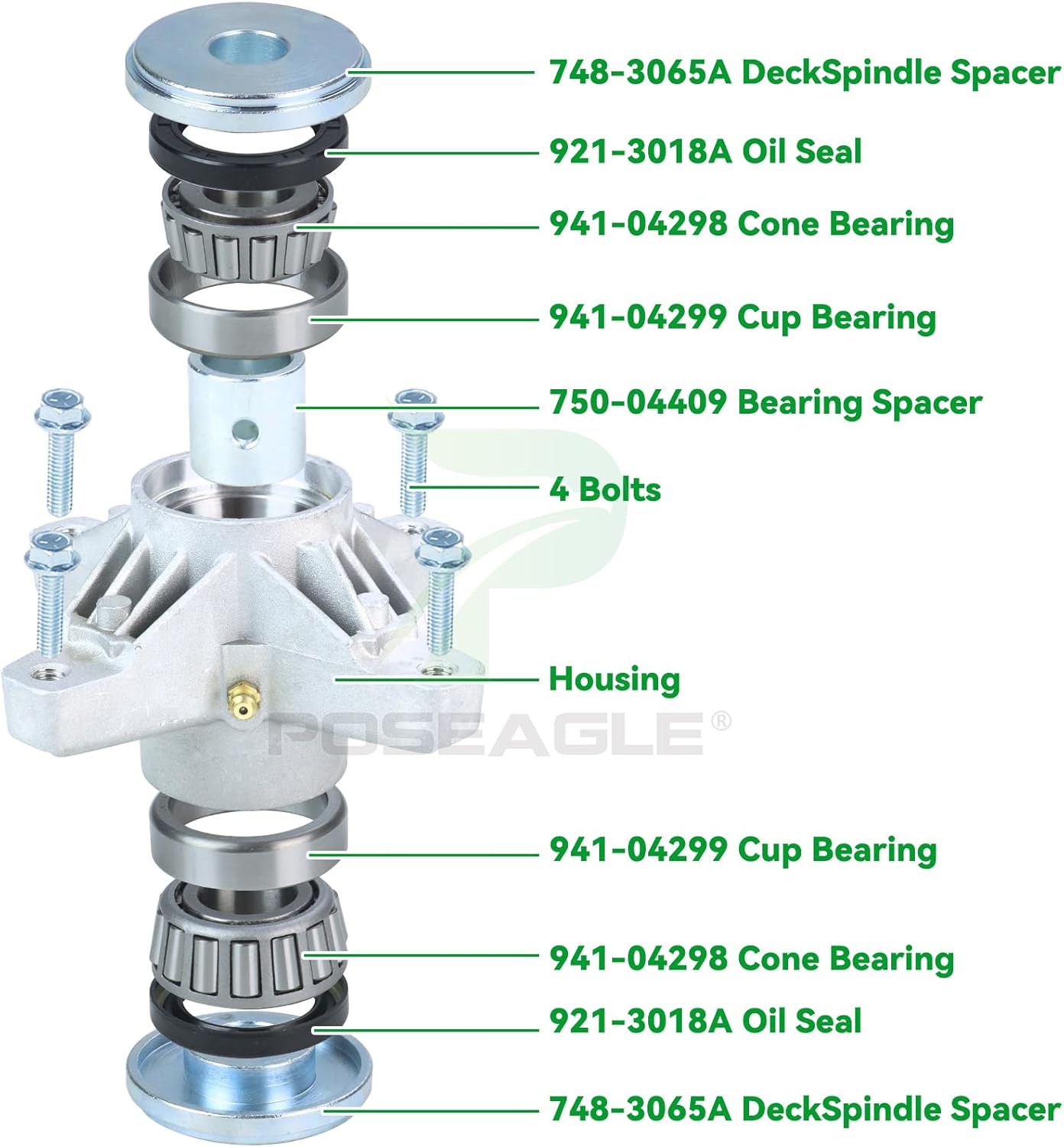 3 Pack 918-04426 Spindle Assembly Kit with 748-3065A Deck Spindle Spacer 756-3089 Pulley for Cub Cadet Z-Force 44 Z-Force 48 Z-Force 54 Enforcer 44 Enforcer 48 Tractors