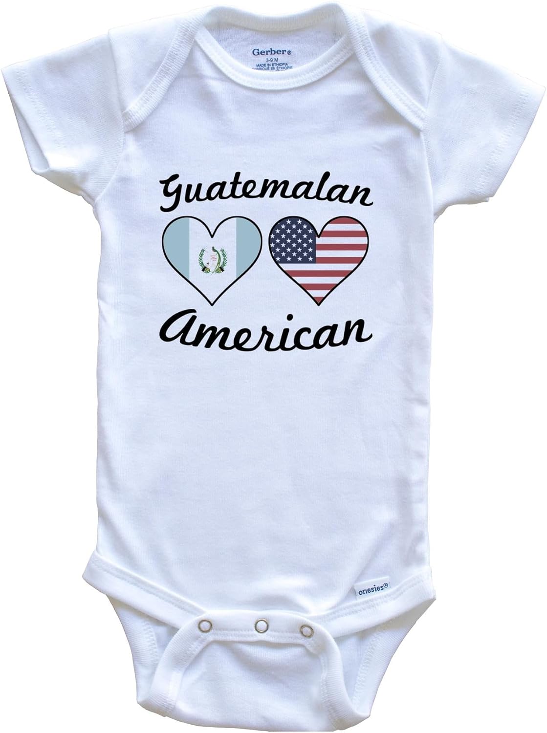 Really Awesome Shirts Guatemalan American Flag Hearts One Piece Baby Bodysuit