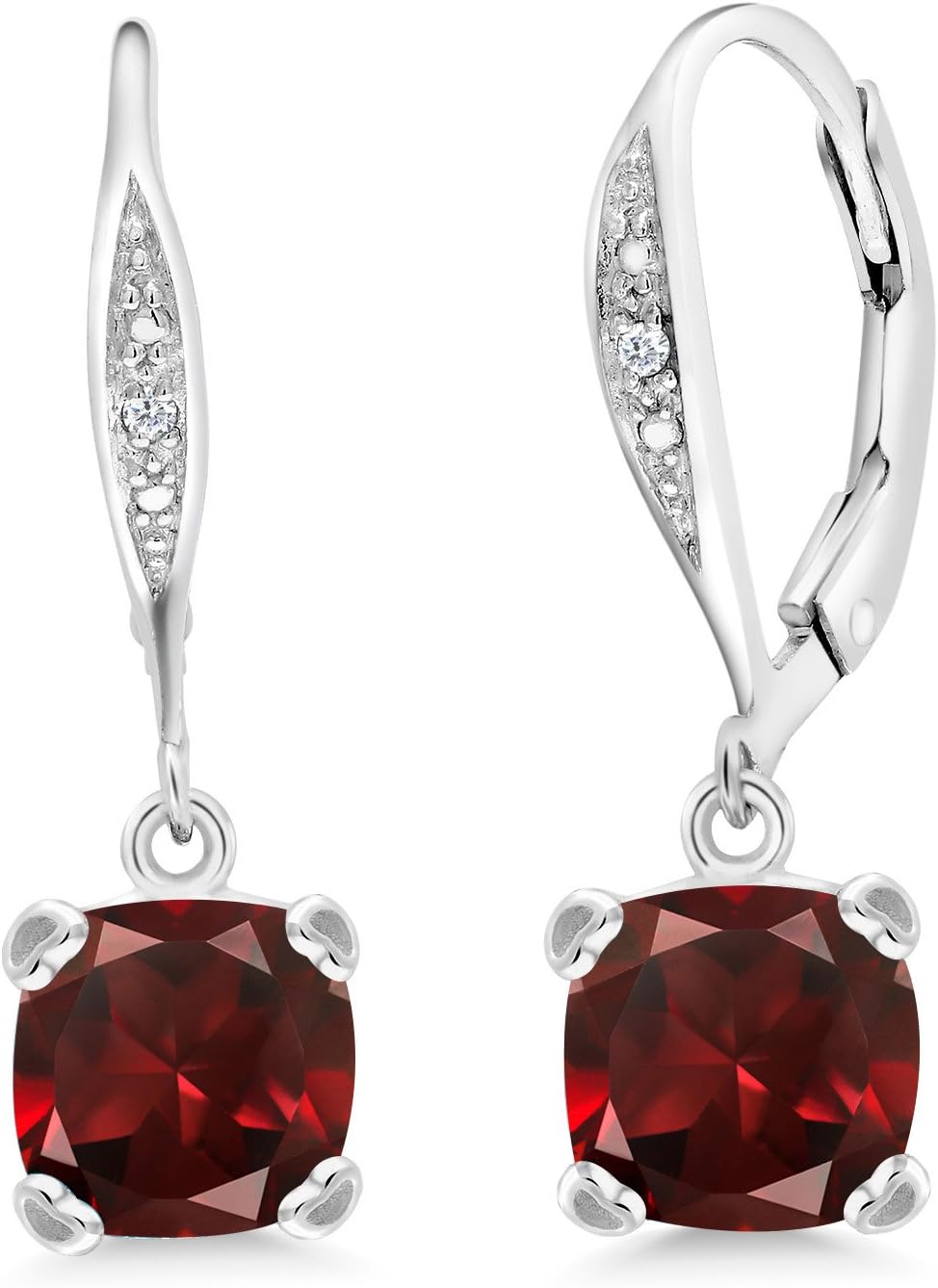 Amazon [Gem Stone King] 3.71カラット 天然 ガーネット ピアス レディース 天然 ダイヤモンド シルバー925