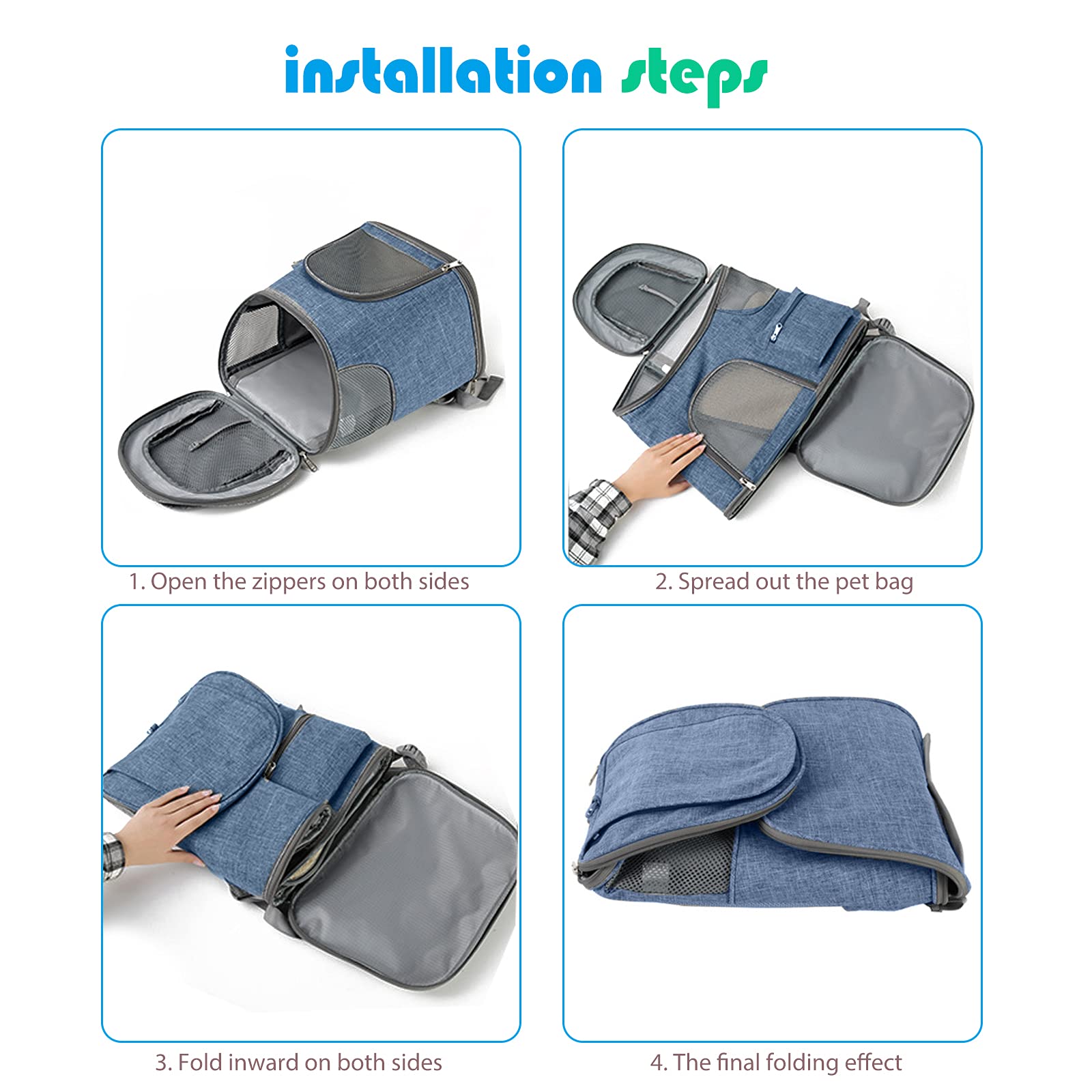 PETCUTE Zaino Porta Cane,Pieghevole Traspirante Zaino per Cani e Gatti con Materasso Morbido,Borsa Trasportino Cane con Cintura di Sicurezza Interna per Viaggio Campeggio,Fino a 8KG