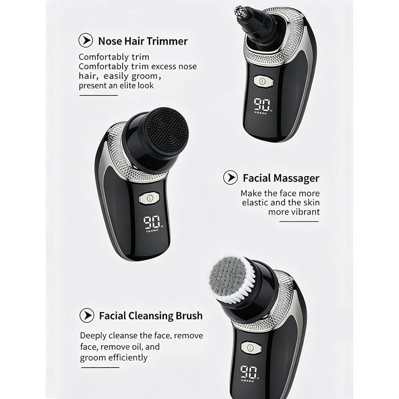 Bennii, rasoio Bennii Pro, BenniiIntimate Body Shaver, rasoio 5D con lama galleggiante impermeabile, 360° Wet Dry ricaricabile, kit per la cura dei peli del naso, da uomo