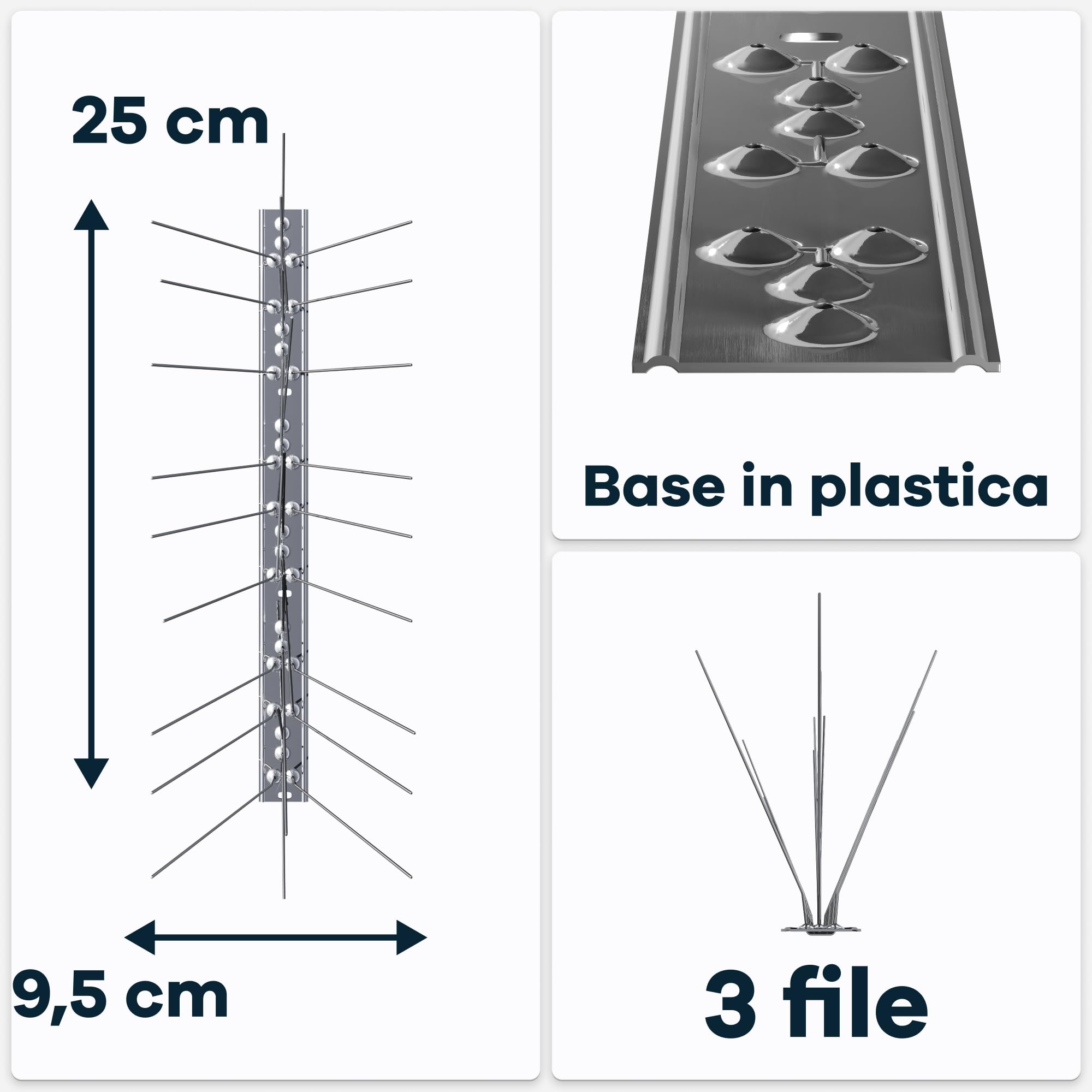 GEROBUG Dissuasori per Piccioni in Acciaio Inox 10m - Spuntoni Anti Piccioni per Balcone, Tetto e Grondaia - Protezione Efficace contro Piccioni e Uccelli