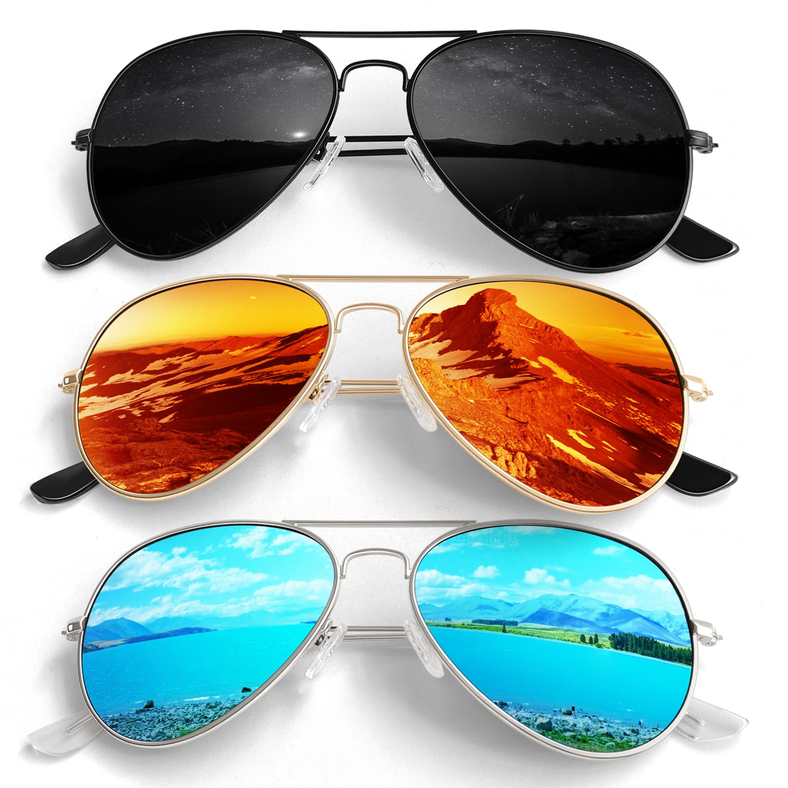 Gafas de sol Pilot para hombre y mujer, marco de metal ligero, polarizadas, protección UV400