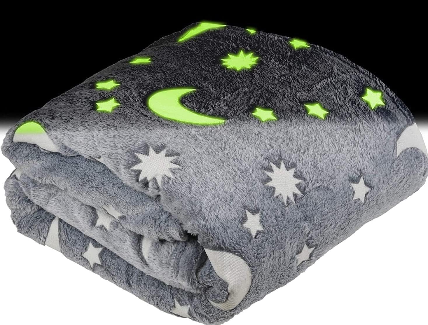 PLUSPOINT Moon-Stars Glow in The Dark Blanket for Kids 0-15 Years | 200x152 cm | Soft Flannel Fleece Throw | Cozy & Warm All-Season Radium Blanket | Ideal Gift for Boys & Girls (Grey, Queen Size)-image-43