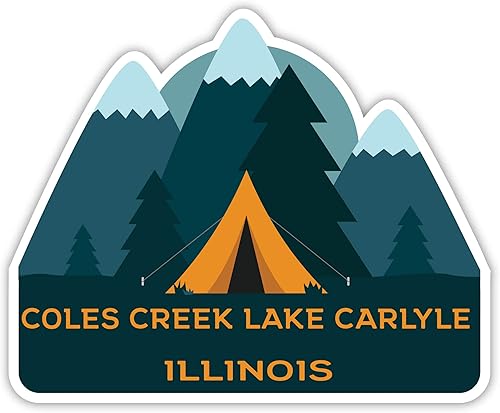 Coles Creek Lake Carlyle Illinois Souvenir - Imán para nevera de 4 pulgadas, diseño de tienda de campaña