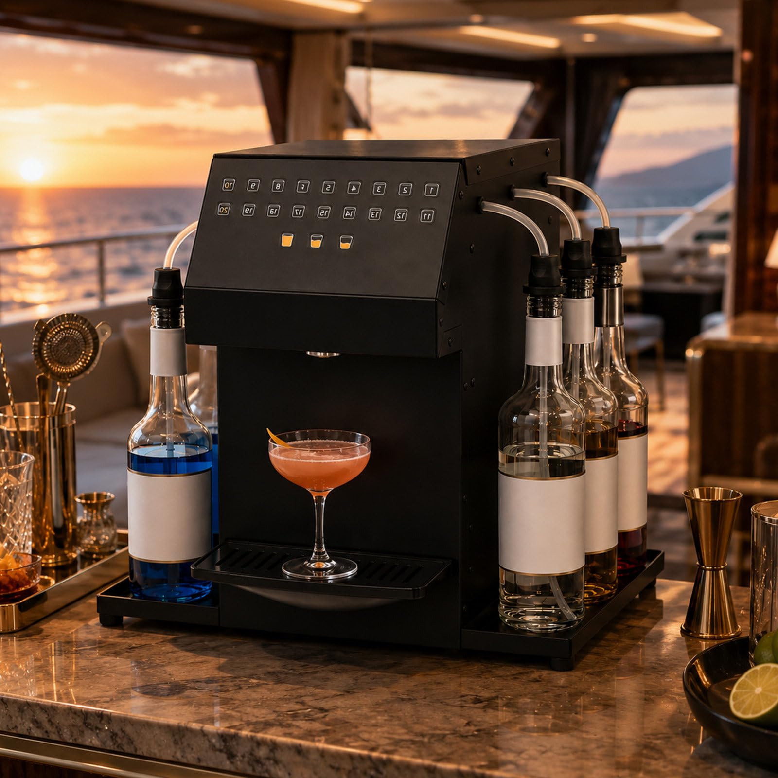 KJZQXYX Automatic Cocktail Maker Machine, Electric Cocktail Dispenser, Intelligent Drink Maker,ｗith 6 Bottle Stations /20 Custom Recipes