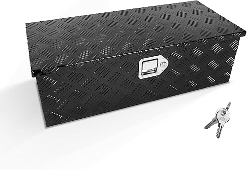 BLACKHORSE-RACING Caja de herramientas de aluminio para remolque de camión de 30 x 13 x 10 pulgadas, caja de herramientas para recogida debajo de la