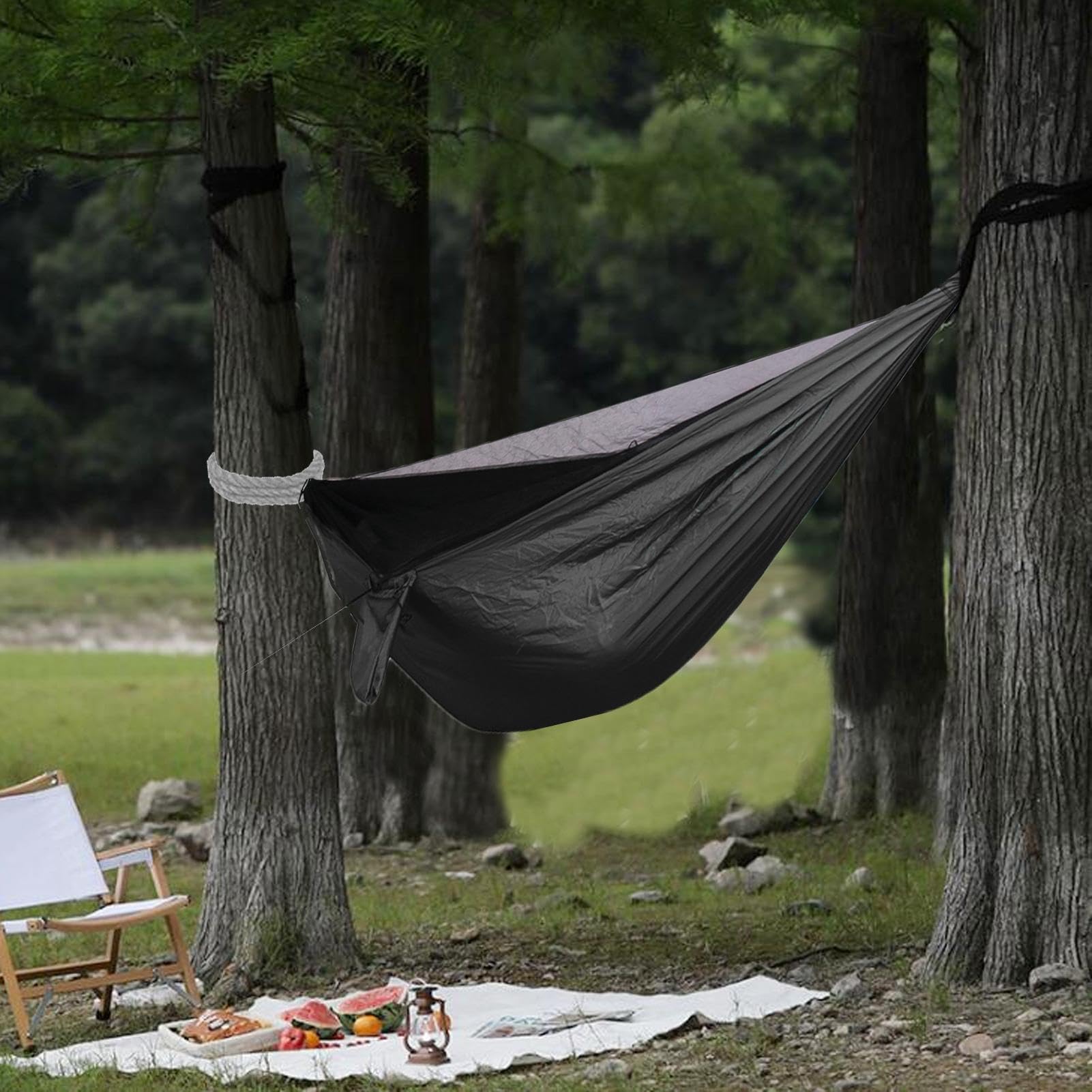 Hamak z siatką na ,Hamak z siatką na Składana plandeka hamakowa na sprzęt | z karabinkiem na kemping, piesze wycieczki, wędkarstwo, podróże na plażę, wędrówki z plecakiem, piknik na pod