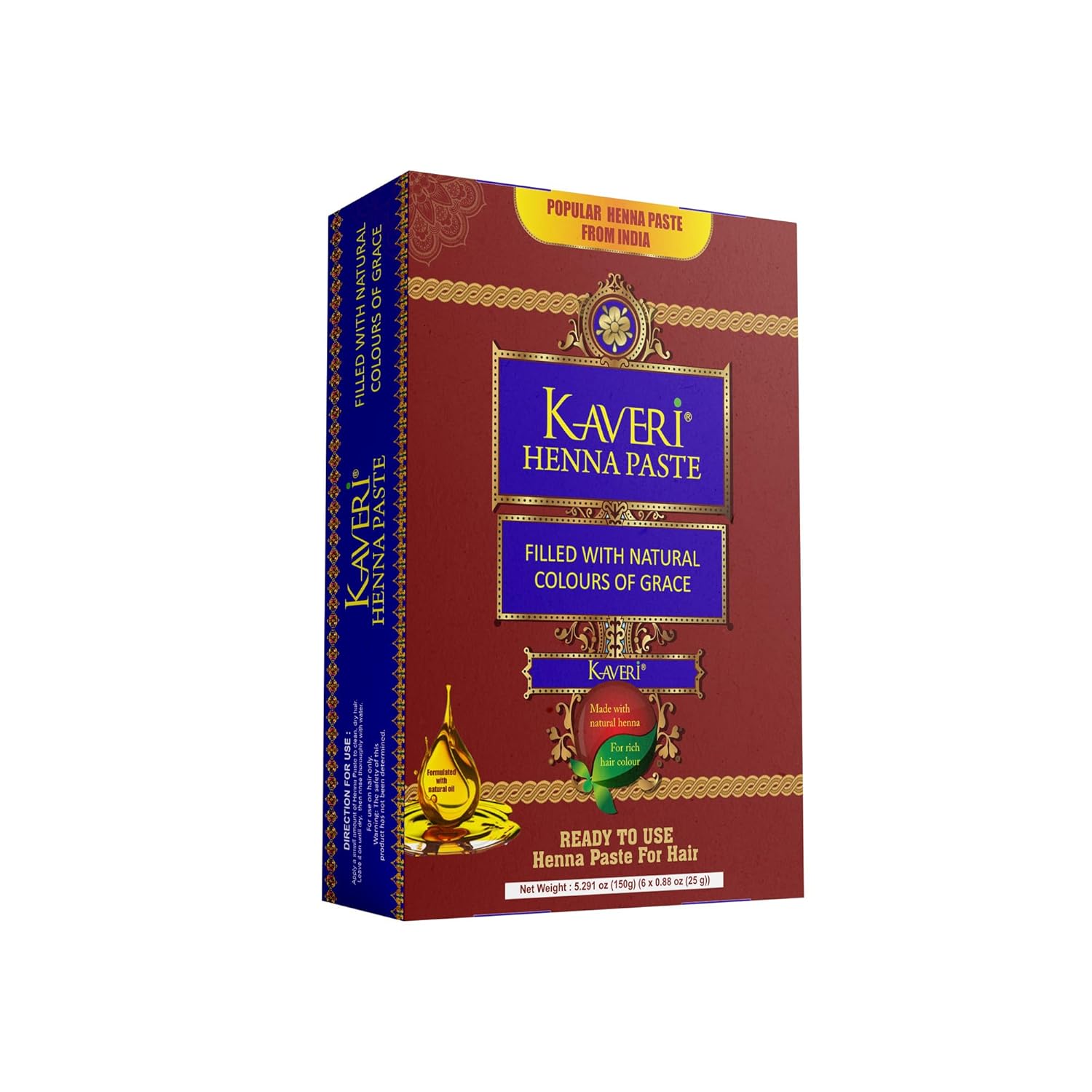 Kaveri Henna Cones 12 Pack Ready to Use Henna Tattoo Cone Dark Brown Organic Indian Long Lasting Temporary Tattoo Tubes Color For Women For Hair Coloring- 10.88 Oz Pack of 12