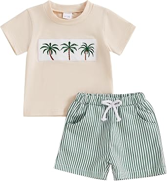 PUHHAPIEY Toddler Boy Back to School Outfit Apple Shirts Plaid Shorts Set