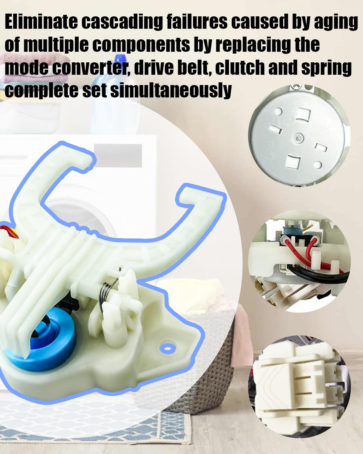 WH03X30517 Washer Mode Shifter Actuator Kit Fit for GE Hotpoint, Washing Drive Belt Machine Clutch Spring Replace GTW220ACK1WW GTW220ACK2WW GTW220ACK3WW GTW220ACK4WW WH01X27538 WH05X24185 WH01X24434