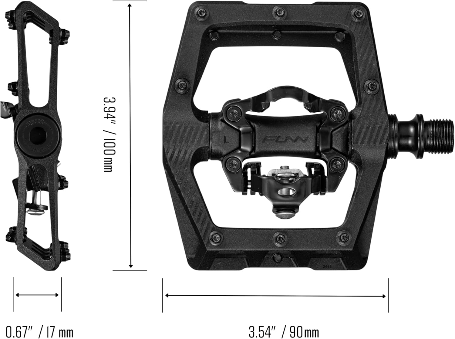 Funn Ripper2 Mountain Bike Clipless Pedals, Compatible with SPD Cleats, 9/16" CrMo Axle Bicycle Pedals