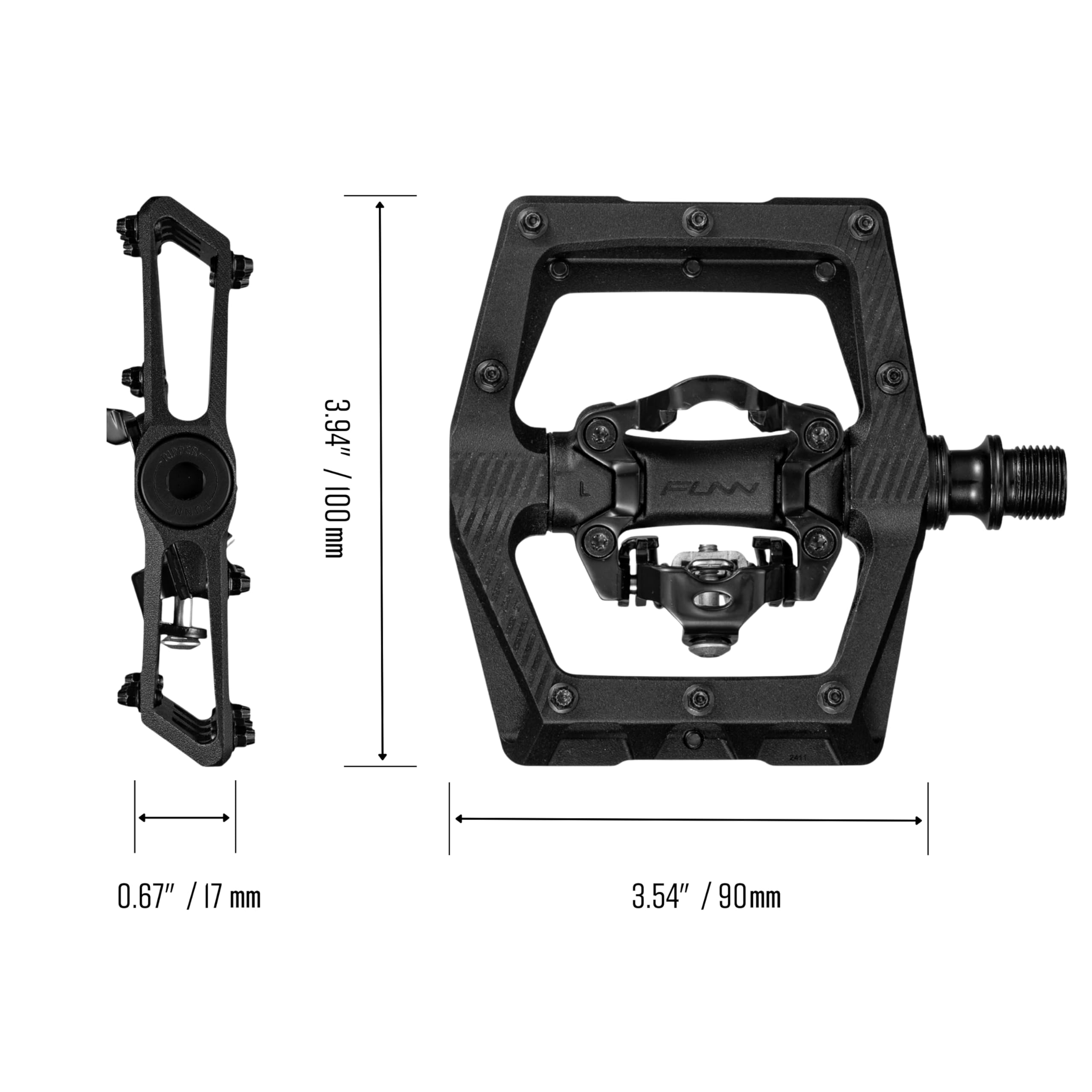 Funn Ripper2 MTB Klickpedale, einseitig, SPD Cleats (Schwarz)