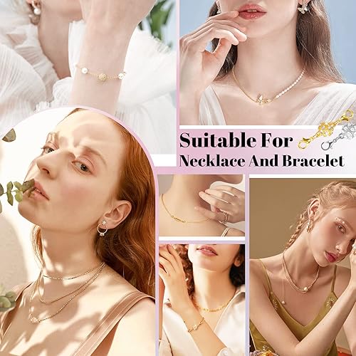 Miniatura 7 de 16 cierres magnéticos de joyería y collar con cierre de capas, extensores de collar de oro y plata, múltiples tamaños y estilos, extensores de